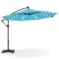 9.7ft Solar LED Cantilever Patio Umbrella with Base & Cover, Light Blue 3