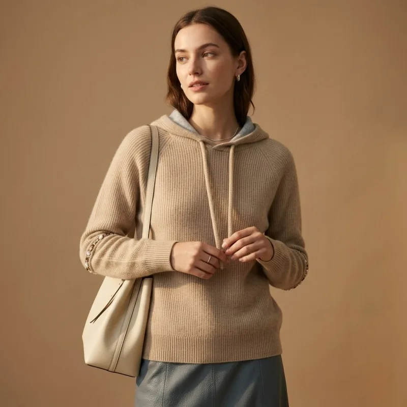 100% Pure Cashmere Women's Hoodie - Main Image