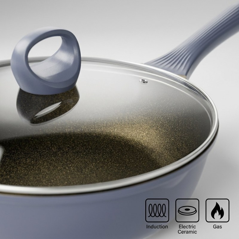 Premium 24cm Non-Stick Stir-Fry Pan with Lid, Induction & Gas Compatible - Image 2