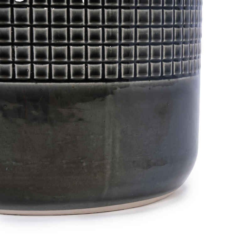 Handmade Black Glazed Ceramic Planter Set of 3 with Drainage Holes - Image 4