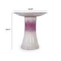 17'' Ceramic Bird Bath, Elegant Rose Ombre Pedestal with Swirl Pattern 5