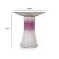 17'' Ceramic Bird Bath, Elegant Rose Ombre Pedestal with Swirl Pattern 5