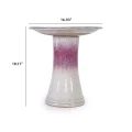 17'' Ceramic Bird Bath, Elegant Rose Ombre Pedestal with Swirl Pattern 5