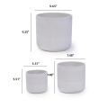 Set of 3 Handmade White Textured Ceramic Planters (5.51"-9.65"), Indoor/Outdoor Pots for Succulents and Herbs 5