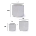Set of 3 Handmade White Textured Ceramic Planters (5.51"-9.65"), Indoor/Outdoor Pots for Succulents and Herbs 5