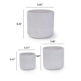 Set of 3 Handmade White Textured Ceramic Planters (5.51"-9.65"), Indoor/Outdoor Pots for Succulents and Herbs thumbnail 5