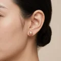 Golden Pink Pearl Stud Earrings 7.3mm S925 Sterling Silver Post Simple & Elegant 2