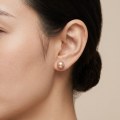 Golden Pink Pearl Stud Earrings 7.3mm S925 Sterling Silver Post Simple & Elegant 2