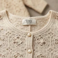 Women's 100% Pure Cashmere Floral Crochet Cardigan with Elegant U-Neck 5