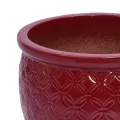 3-Piece Crimson Embossed Floral Ceramic Planter Set - 15/12/9 Inch Orchid Pots 3
