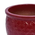 3-Piece Crimson Embossed Floral Ceramic Planter Set - 15/12/9 Inch Orchid Pots 3