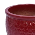 3-Piece Crimson Embossed Floral Ceramic Planter Set - 15/12/9 Inch Orchid Pots 3