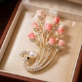 Freshwater Pearl Floral Brooch with Peacock-Inspired Design 10