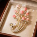Freshwater Pearl Floral Brooch with Peacock-Inspired Design 10