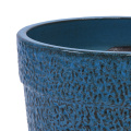 Set of 3 Handmade Blue Textured Ceramic Planters (15/12/9 inches) Breathable Flower Pots 4
