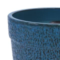 Set of 3 Handmade Blue Textured Ceramic Planters (15/12/9 inches) Breathable Flower Pots 4