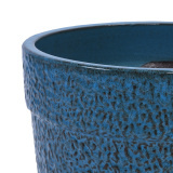 Set of 3 Handmade Blue Textured Ceramic Planters (15/12/9 inches) Breathable Flower Pots thumbnail 4