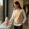 Women's 100% Pure Cashmere Brushed Crewneck Vest 1