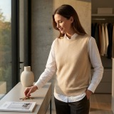 Women's 100% Pure Cashmere Brushed Crewneck Vest thumbnail 1