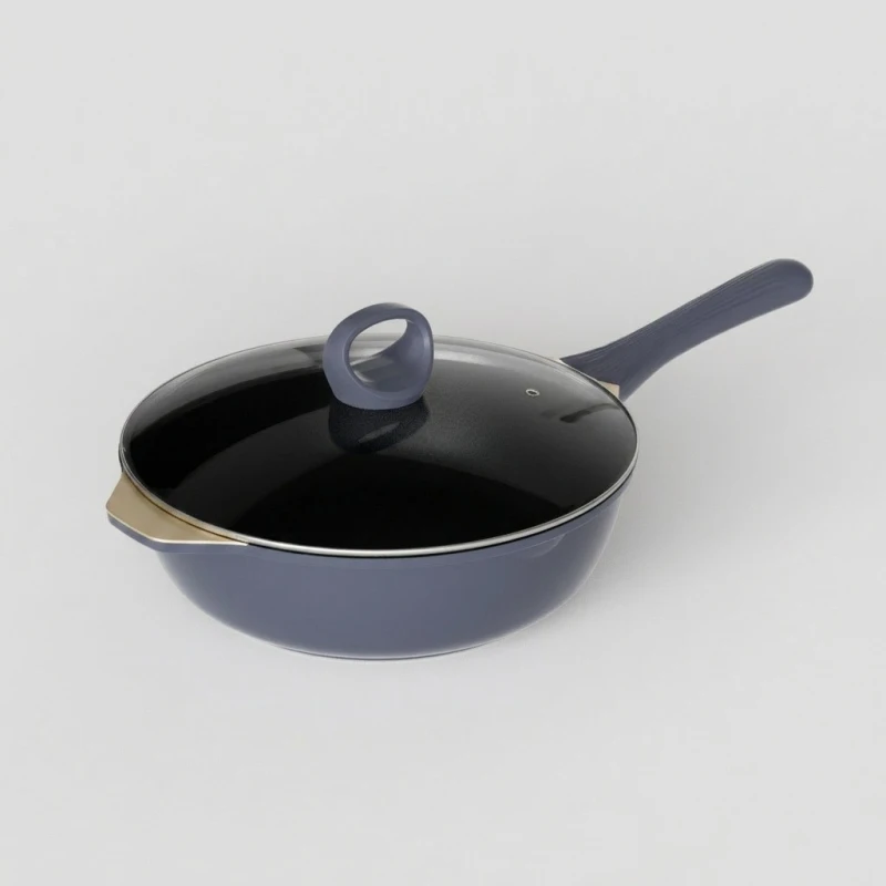 11 inch Premium Die-Cast Non-Stick Frying Pan, Low Smoke & Wear-Resistant, with Tempered Glass Lid, All-Stove Compatible - Main Image