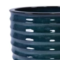 17" Handmade Deep Green Ceramic Planter - Rippled Texture Large Flower Pot 3
