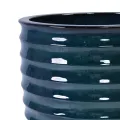 17" Handmade Deep Green Ceramic Planter - Rippled Texture Large Flower Pot 3