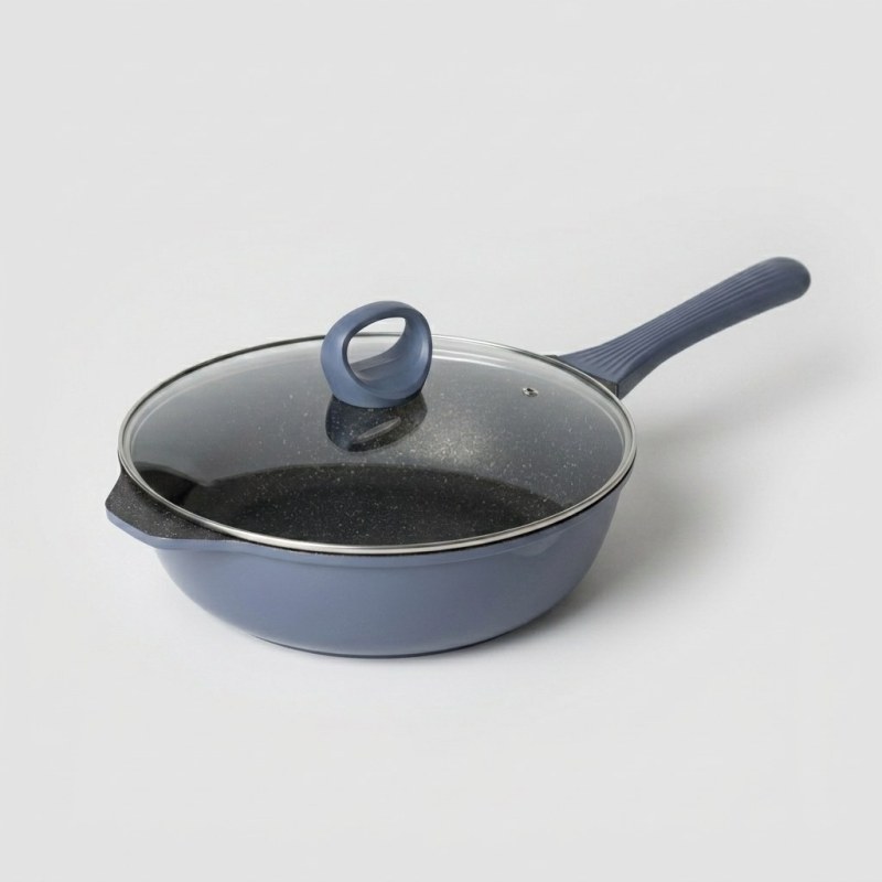 Zhenyou 24cm Non-Stick Frying Pan with Lid, Induction Ready Stainless Steel - Image 1