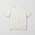 Women's 100% Pure Cashmere Short-Sleeve Sweater - Ivory White, Ultra-Light, Soft 6