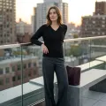 Women's Elegant Silver Lurex V-Neck Pure Cashmere Sweater - Black, Size L, 197g Lightweight 3