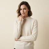 Women's 100% Cashmere Minimalist Mock Neck Sweater thumbnail 1