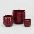 Set of 3 Handmade Deep Red Glazed Ceramic Planters - 15/11/8 Inch 1