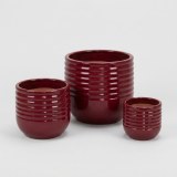 Set of 3 Handmade Deep Red Glazed Ceramic Planters - 15/11/8 Inch thumbnail 1