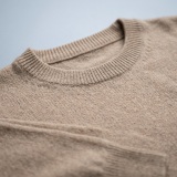 Women's 100% Pure Cashmere Low Neck Sweater - Elegant Light Camel, Classic, Basic thumbnail 5
