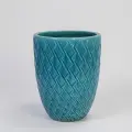 21" Large Teal Ceramic Planter - Handmade Breathable Clay Pot with Drainage 1