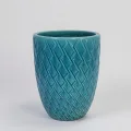 21" Large Teal Ceramic Planter - Handmade Breathable Clay Pot with Drainage 1