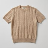 Women's 100% Pure Cashmere Short Sleeve Cable Knit Crew Neck Sweater thumbnail 6