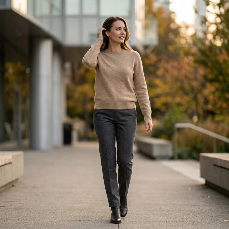 Women's 100% Pure Cashmere Thickened Mock Neck Sweater - Main Image