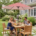 9FT Patio Umbrella with Crank Handle and Push-Button Tilt, Red Striped 1