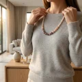 Purple Pearl and Seed Pearl Gradient Necklace, 9.83mm-4.10mm, 18in + 2.5in 10
