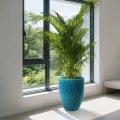 21" Large Teal Ceramic Planter - Handmade Breathable Clay Pot with Drainage 3