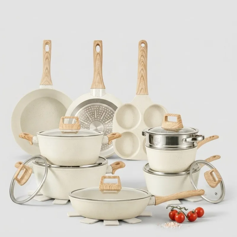 Premium Granite-Coated Nonstick Cookware Set ,21-Pc kitchen set with 8 Cookware Pc, Induction Ready & PFAS-Free - Main Image