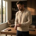 Men's 100% Pure Cashmere Long-Sleeve Polo Shirt 3