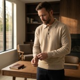 Men's 100% Pure Cashmere Long-Sleeve Polo Shirt thumbnail 3