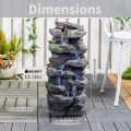 Stacked Rock Outdoor Fountain with LED Lights, Natural Landscape Decor, 23.6"  3