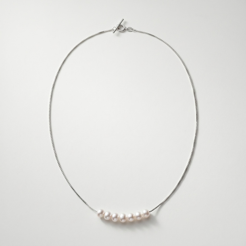 Pearl Necklace 5.5mm 18-Inch Silver Plated - Image 1