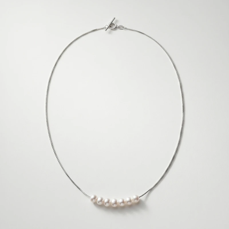 Pearl Necklace 5.5mm 18-Inch Silver Plated - Main Image