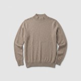 Women's 100% Cashmere Mock Neck Sweater - Light Heather Gray Classic Fit thumbnail 5