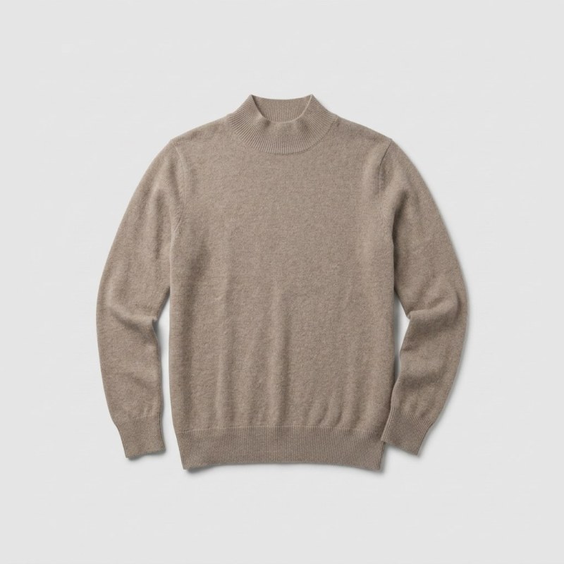 Women's 100% Cashmere Mock Neck Sweater - Light Heather Gray Classic Fit - Image 5