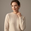 Women's 100% Pure Cashmere Cut-out Crewneck Sweater 2