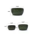 Handmade Glazed Ceramic Planter Set of 3, Hammered Green Garden Pots 5
